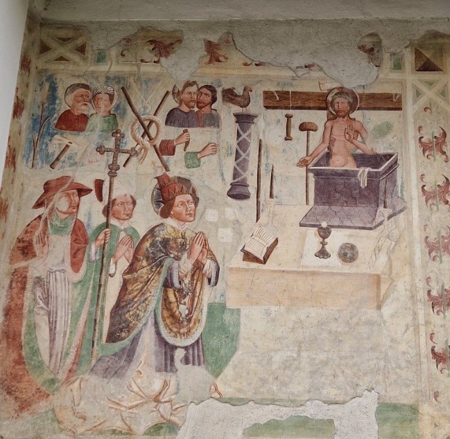 Suedseite-der-Pfarrkirche-Oberlienz Südseite der Pfarrkirche Oberlienz: Gregormesse, um 1460/70
